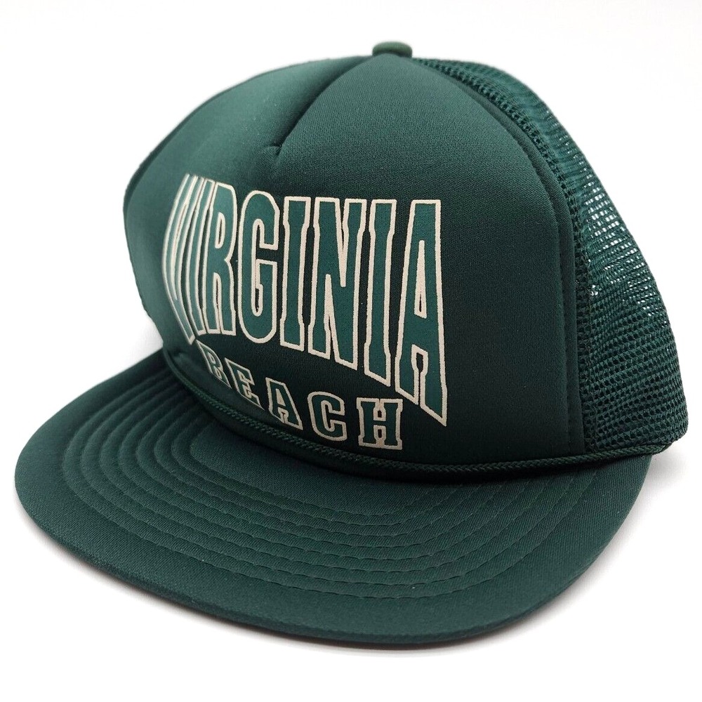 Virginia Beach Snapback Rope Mesh Trucker Hat Mohr's Green Ball Cap Vintage